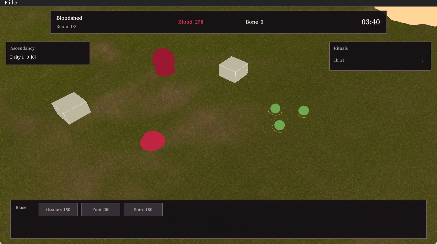 A running Blood match in Laguna with opposing groups of units and the multiplayer RTS interface